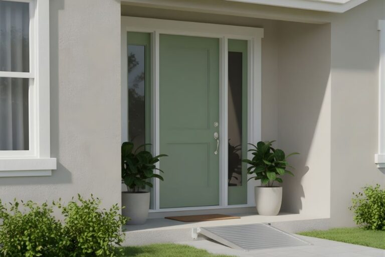 Senior Home Safety-Entryway threshold ramp installed for improved accessibility in a Katy, Texas home.