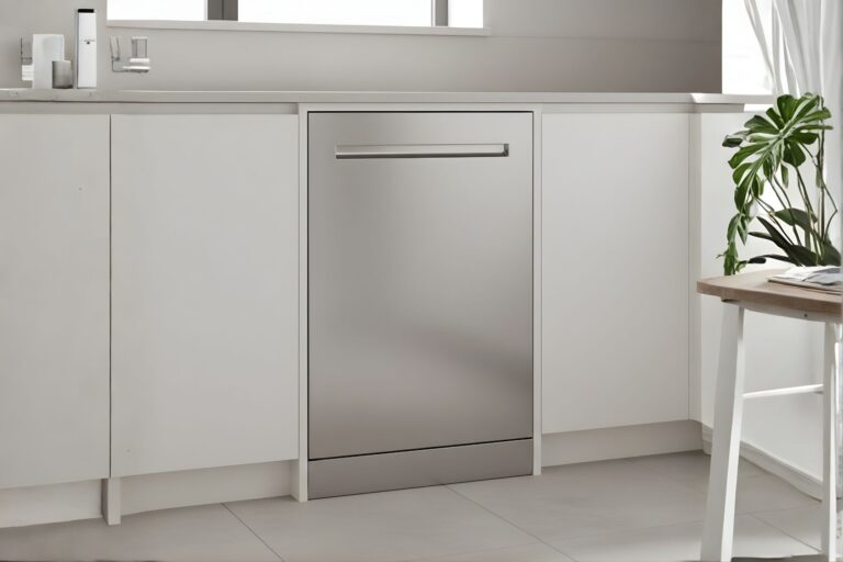 Dishwasher professionally installed and aligned in a residential kitchen in Katy, Texas.