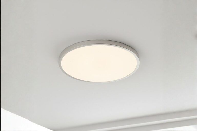Light Fixture Installation-Close-up of a modern LED ceiling light installed in a Katy, Texas home.