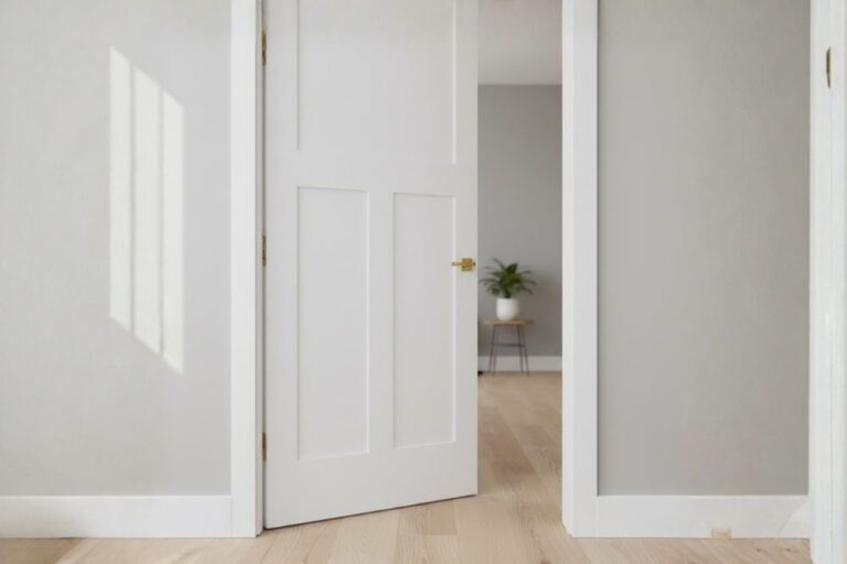Perfectly aligned interior door with even gaps and smooth closing fit inside a modern Katy home.