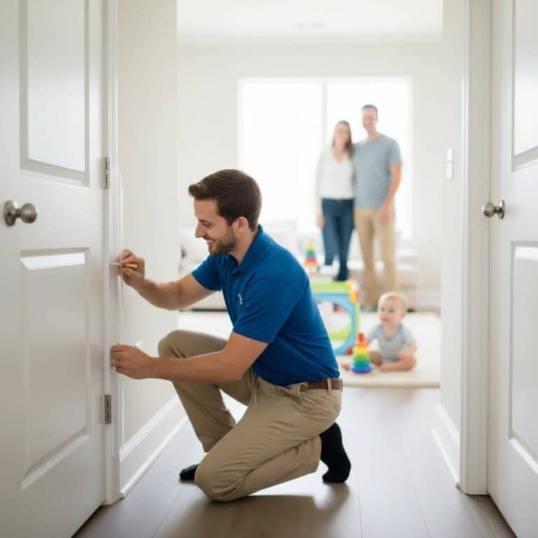 Installing door finger guards for babyproofing