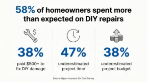 A home repair infographic highlighting the hidden costs of DIY projects compared to professional help, ideal for homeowners researching drywall repair tips.
